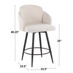 Dahlia 26 Contemporary Green Velvet Counter Stools (Set of 2)