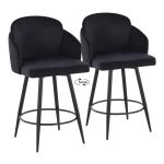Dahlia 26-Inch Black Velvet Contemporary Counter Stools (Set of 2) 13 Dahlia 26-Inch Black Velvet Contemporary Counter Stools (Set of 2)