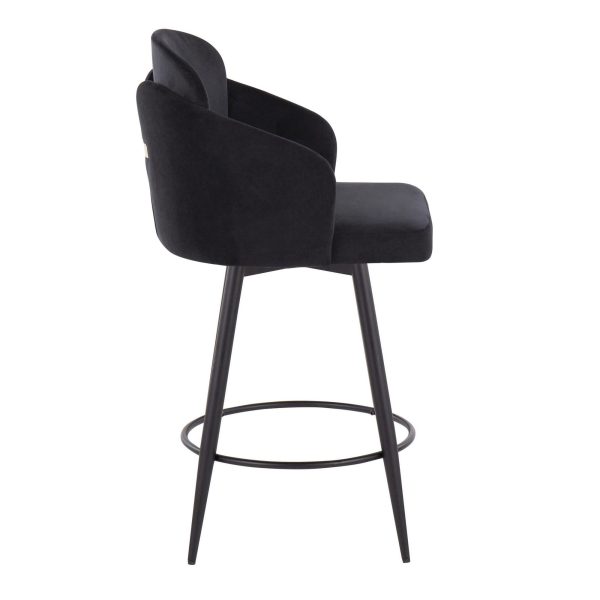 Dahlia 26 Inch Black Velvet Contemporary Counter Stools Set of 2 4