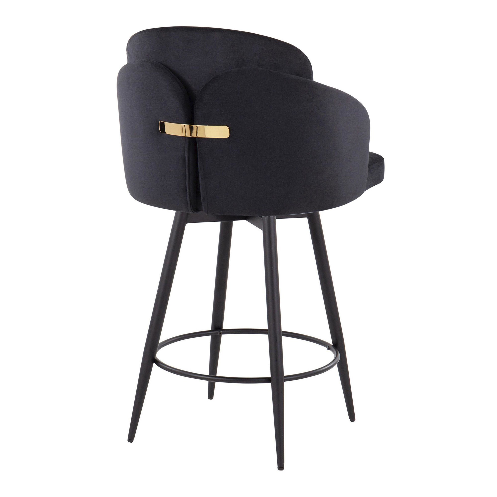 Dahlia 26-Inch Black Velvet Contemporary Counter Stools (Set of 2) 6 Dahlia 26-Inch Black Velvet Contemporary Counter Stools (Set of 2) - Image 6