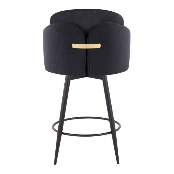 Dahlia 26 Inch Black Velvet Contemporary Counter Stools Set of 2 6