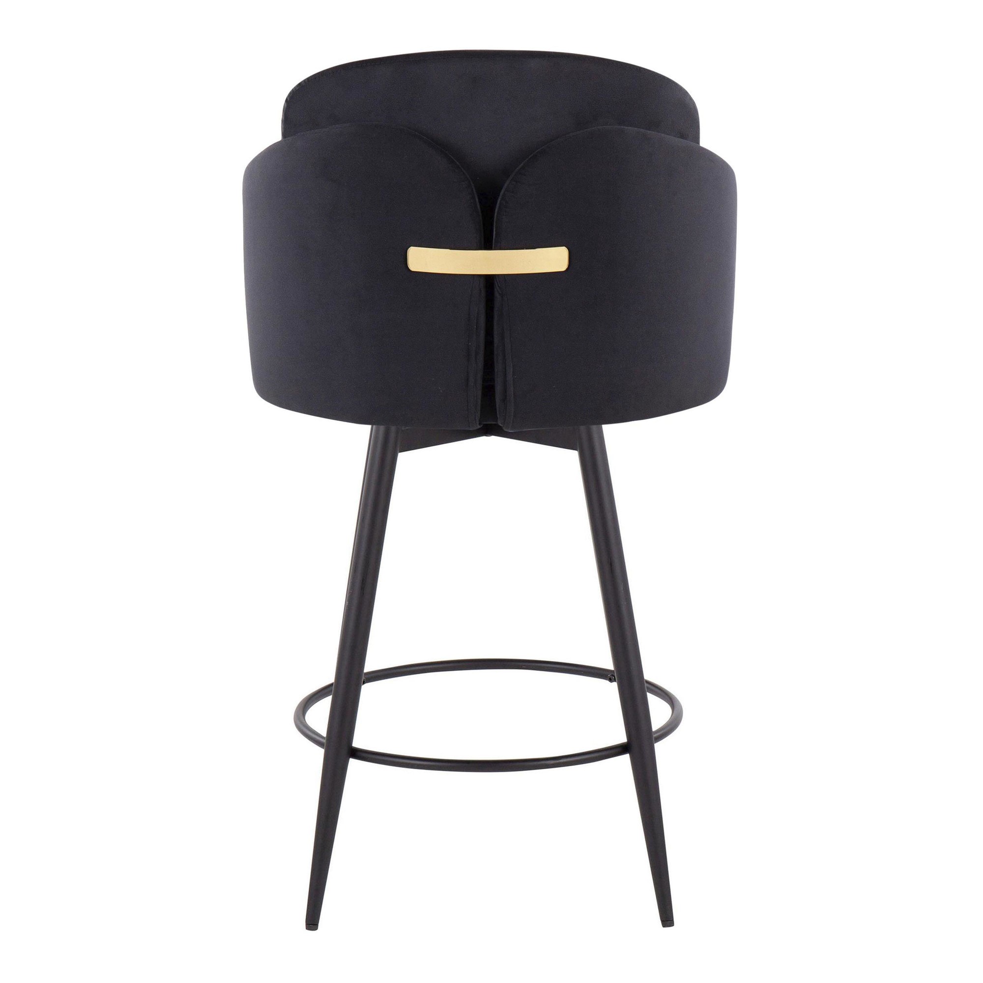 Dahlia 26-Inch Black Velvet Contemporary Counter Stools (Set of 2) 7 Dahlia 26-Inch Black Velvet Contemporary Counter Stools (Set of 2) - Image 7