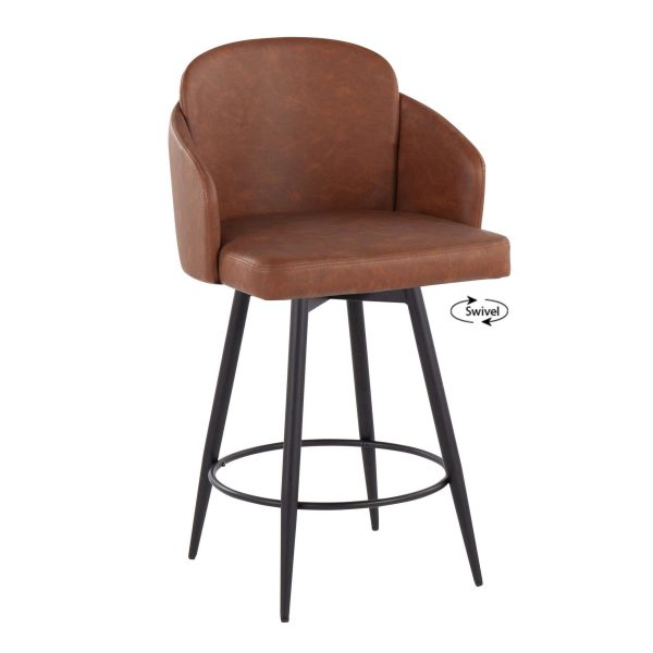 Dahlia 26 Inch Black and Camel Contemporary Counter Stools Set of 2 3