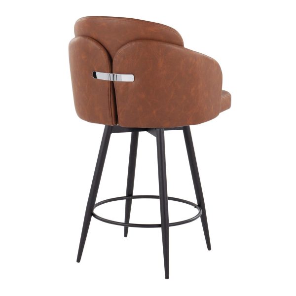 Dahlia 26 Inch Black and Camel Contemporary Counter Stools Set of 2 5
