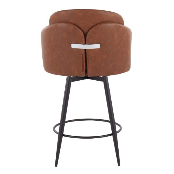 Dahlia 26 Inch Black and Camel Contemporary Counter Stools Set of 2 6