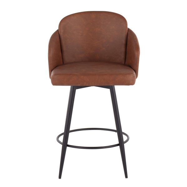 Dahlia 26 Inch Black and Camel Contemporary Counter Stools Set of 2 7