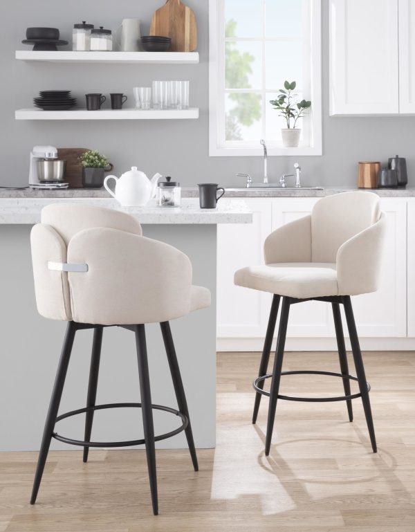 Dahlia 26 Inch Contemporary Cream and Black Counter Stools Set of 2 1