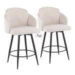 Dahlia 26-Inch Contemporary Cream and Black Counter Stools (Set of 2)