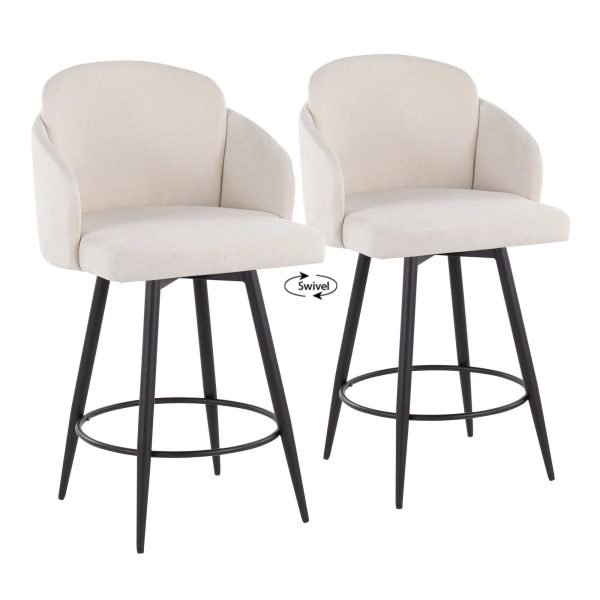 Dahlia 26 Inch Contemporary Cream and Black Counter Stools Set of 2 2