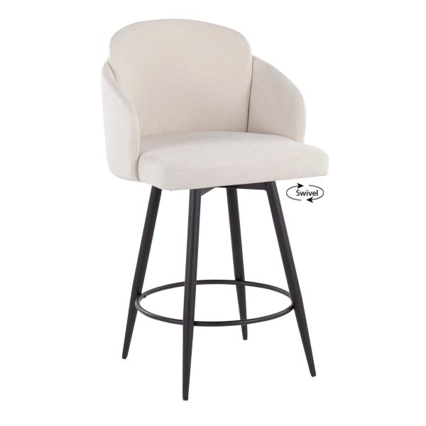 Dahlia 26 Inch Contemporary Cream and Black Counter Stools Set of 2 3