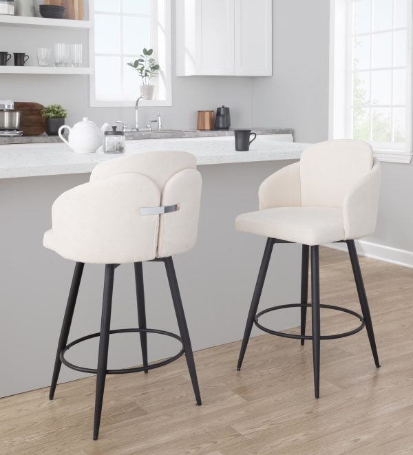 Dahlia 26 Inch Contemporary Cream and Black Counter Stools Set of 2