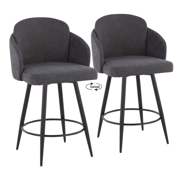 Dahlia 26 Inch Contemporary Grey Fabric Counter Stools Set of 2 2