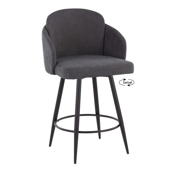 Dahlia 26 Inch Contemporary Grey Fabric Counter Stools Set of 2 3