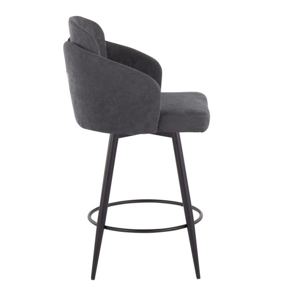 Dahlia 26 Inch Contemporary Grey Fabric Counter Stools Set of 2 4