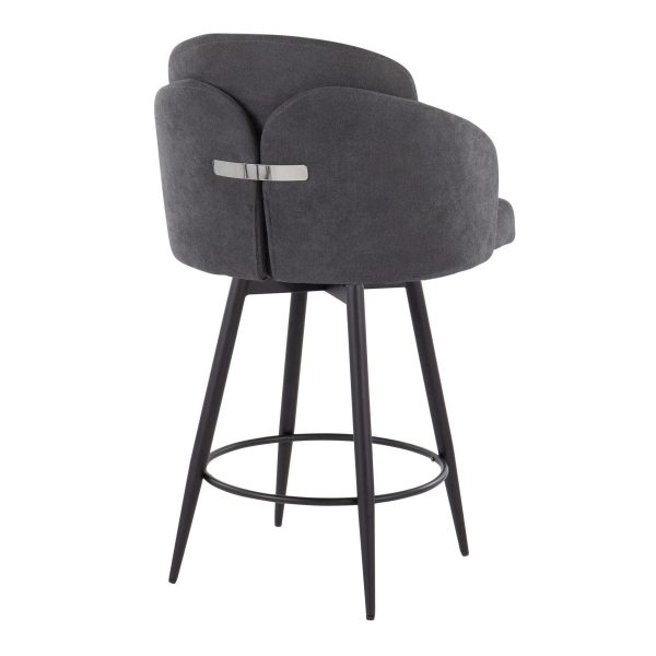 Dahlia 26 Inch Contemporary Grey Fabric Counter Stools Set of 2 5