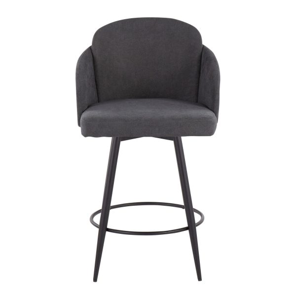 Dahlia 26 Inch Contemporary Grey Fabric Counter Stools Set of 2 7