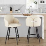 Dahlia 26-Inch Cream Faux Leather Contemporary Swivel Stools (Set of 2)
