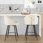 Dahlia 26-Inch Cream Faux Leather Contemporary Swivel Stools (Set of 2)