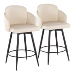 Dahlia 26-Inch Cream Faux Leather Contemporary Swivel Stools (Set of 2)