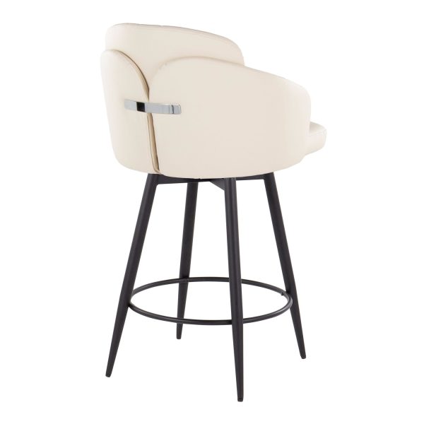 Dahlia 26 Inch Cream Faux Leather Contemporary Swivel Stools Set of 2 5