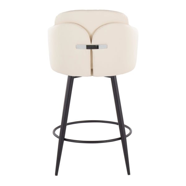 Dahlia 26 Inch Cream Faux Leather Contemporary Swivel Stools Set of 2 6
