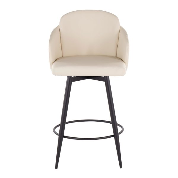Dahlia 26 Inch Cream Faux Leather Contemporary Swivel Stools Set of 2 7
