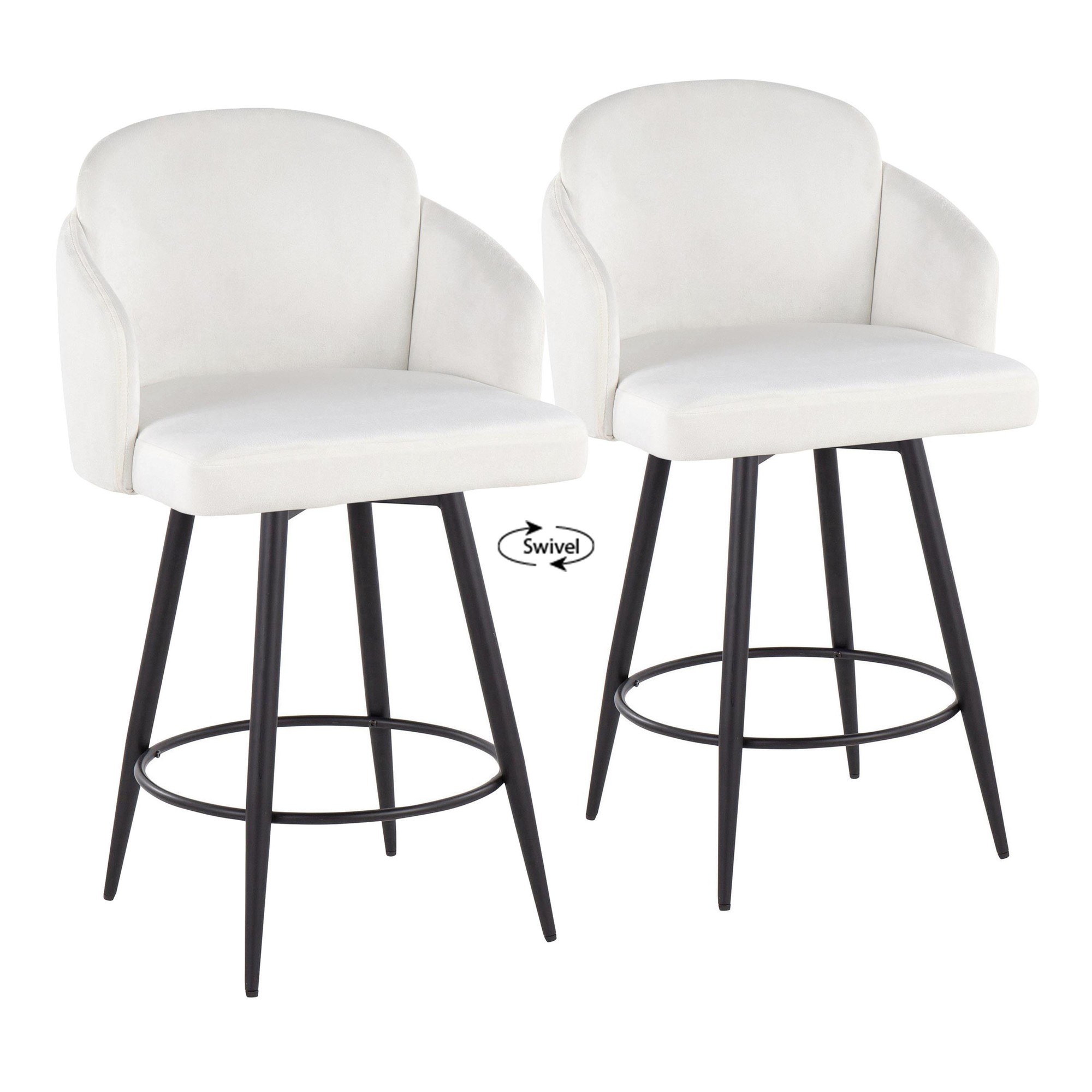 Dahlia 26-Inch Cream Velvet Contemporary Counter Stool (Set of 2) 3 Dahlia 26-Inch Cream Velvet Contemporary Counter Stool (Set of 2) - Image 3