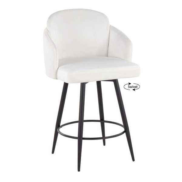 Dahlia 26 Inch Cream Velvet Contemporary Counter Stool Set of 2 3