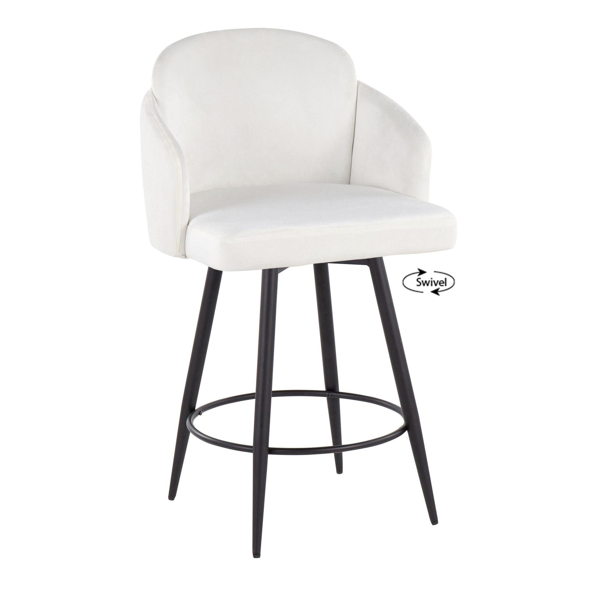 Dahlia 26-Inch Cream Velvet Contemporary Counter Stool (Set of 2) 4 Dahlia 26-Inch Cream Velvet Contemporary Counter Stool (Set of 2) - Image 4