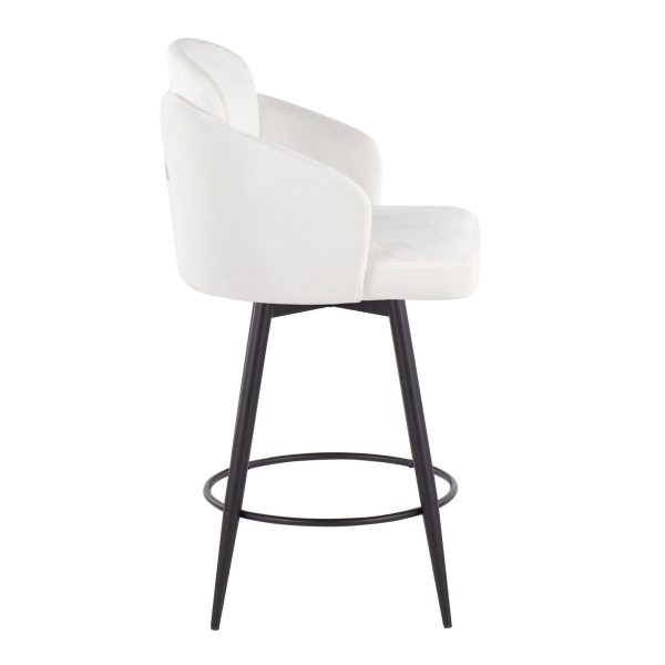 Dahlia 26 Inch Cream Velvet Contemporary Counter Stool Set of 2 4