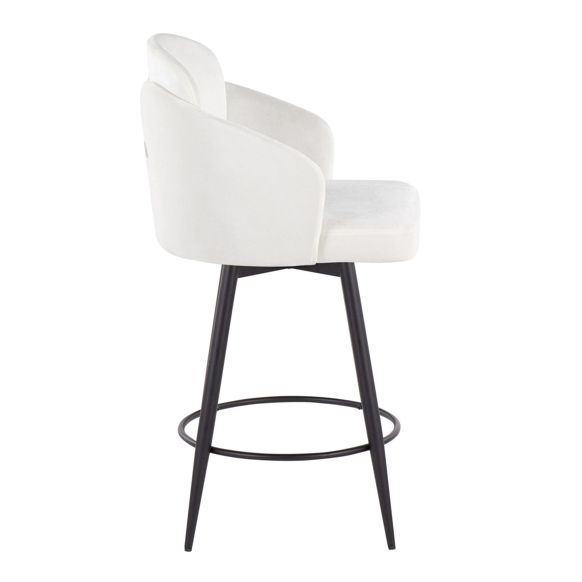 Dahlia 26-Inch Cream Velvet Contemporary Counter Stool (Set of 2) 5 Dahlia 26-Inch Cream Velvet Contemporary Counter Stool (Set of 2) - Image 5