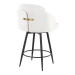 Dahlia 26-Inch Cream Velvet Contemporary Counter Stool (Set of 2) 16 Dahlia 26-Inch Cream Velvet Contemporary Counter Stool (Set of 2)