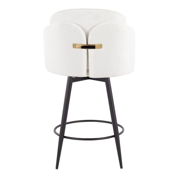 Dahlia 26 Inch Cream Velvet Contemporary Counter Stool Set of 2 6