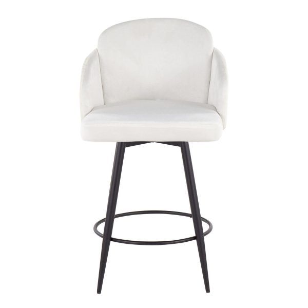 Dahlia 26 Inch Cream Velvet Contemporary Counter Stool Set of 2 7