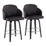 Dahlia Black Contemporary Faux Leather Counter Stools (Set of 2) 12 Dahlia Black Contemporary Faux Leather Counter Stools (Set of 2)