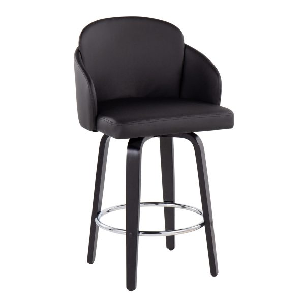 Dahlia Black Contemporary Faux Leather Counter Stools Set of 2 2