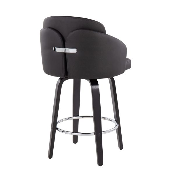 Dahlia Black Contemporary Faux Leather Counter Stools Set of 2 4