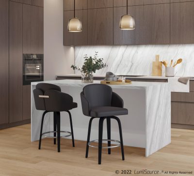 Dahlia Black Contemporary Faux Leather Counter Stools (Set of 2)