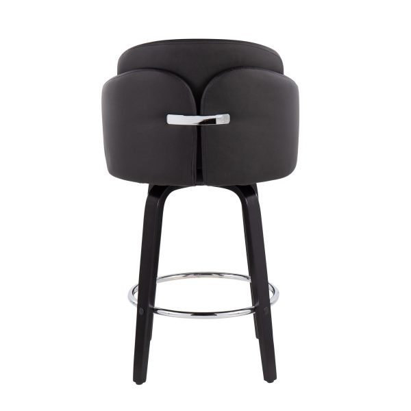 Dahlia Black Contemporary Faux Leather Counter Stools Set of 2 5