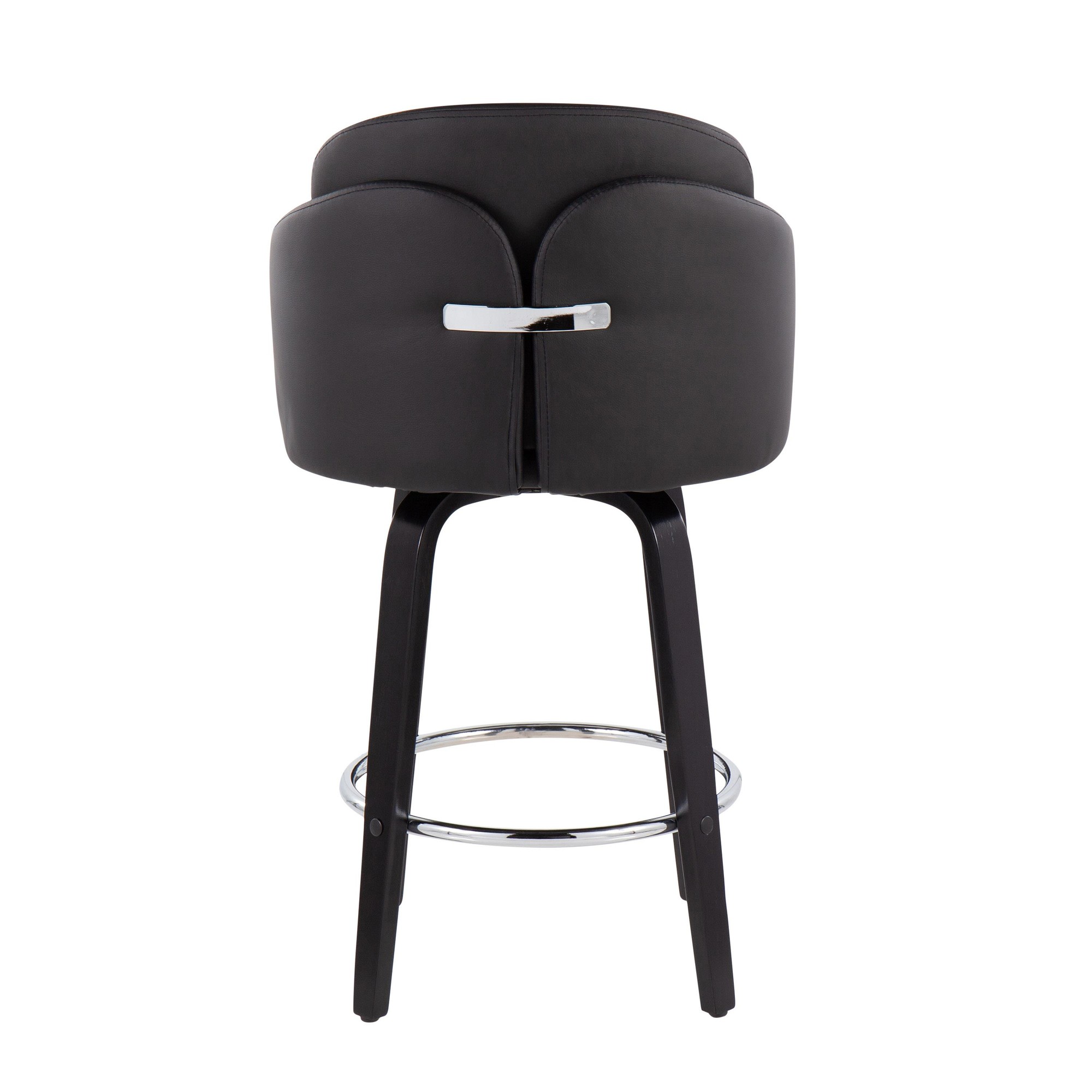 Dahlia Black Contemporary Faux Leather Counter Stools (Set of 2) 6 Dahlia Black Contemporary Faux Leather Counter Stools (Set of 2) - Image 6