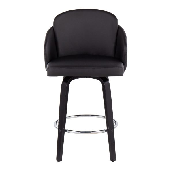 Dahlia Black Contemporary Faux Leather Counter Stools Set of 2 6