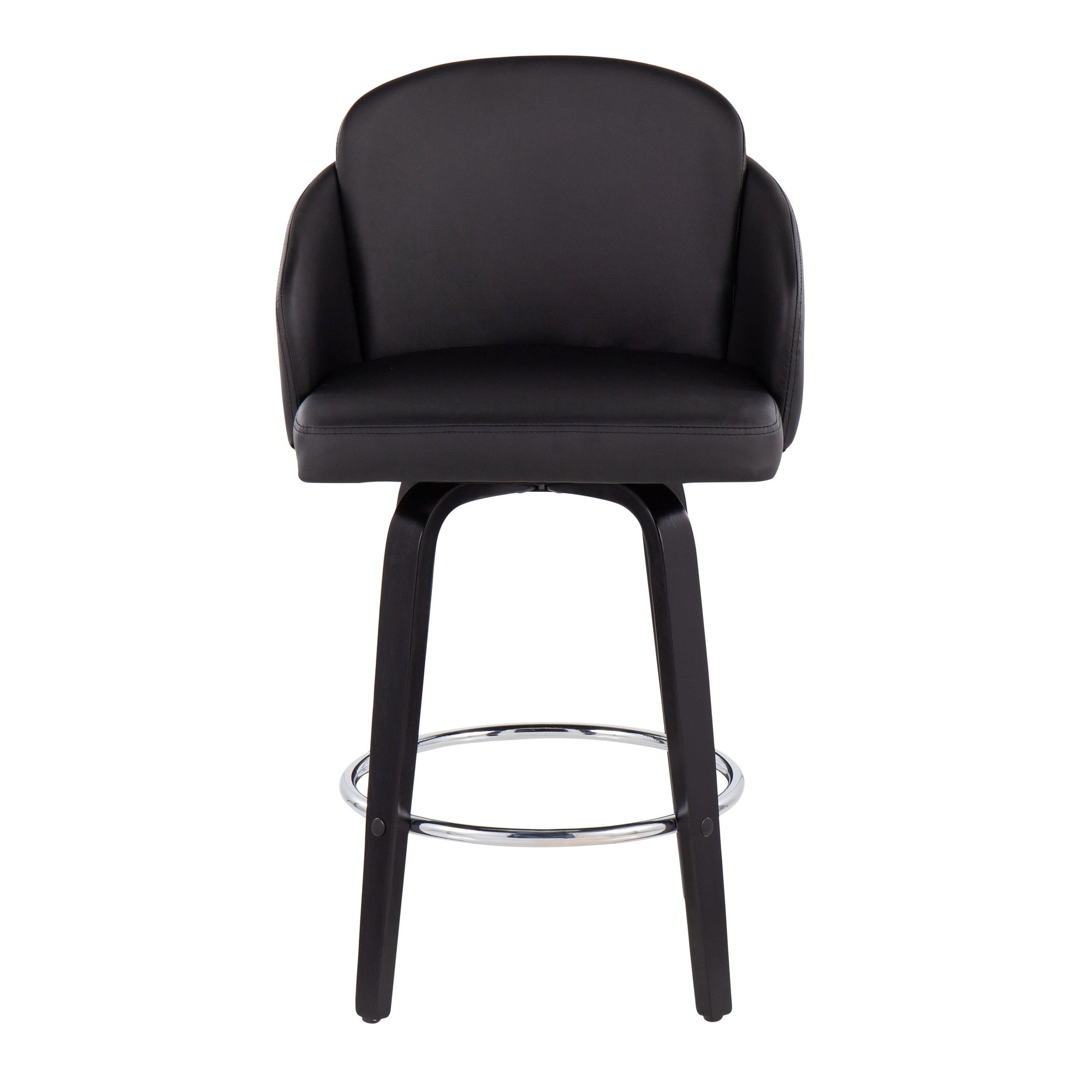Dahlia Black Contemporary Faux Leather Counter Stools (Set of 2) 7 Dahlia Black Contemporary Faux Leather Counter Stools (Set of 2) - Image 7