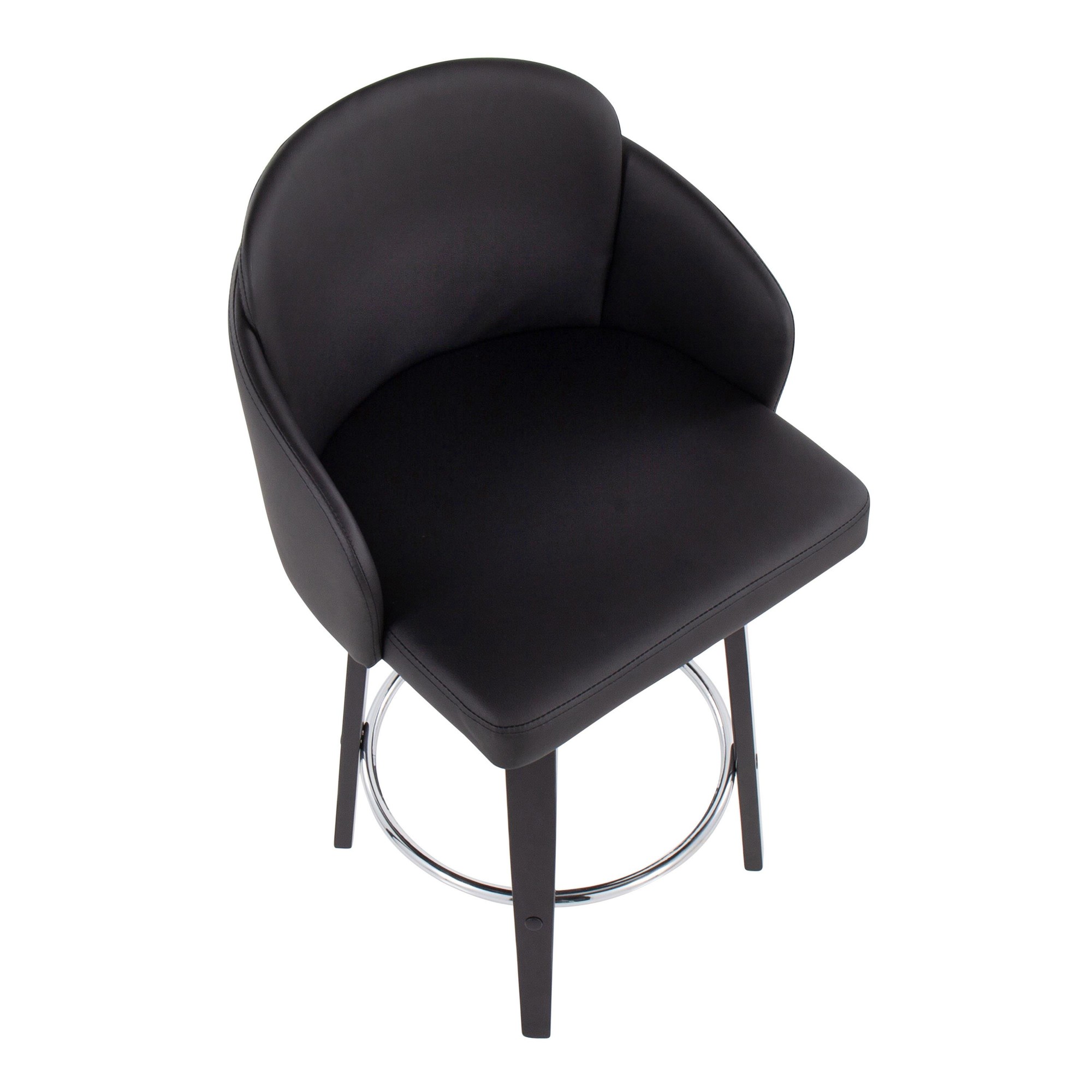 Dahlia Black Contemporary Faux Leather Counter Stools (Set of 2) 8 Dahlia Black Contemporary Faux Leather Counter Stools (Set of 2) - Image 8
