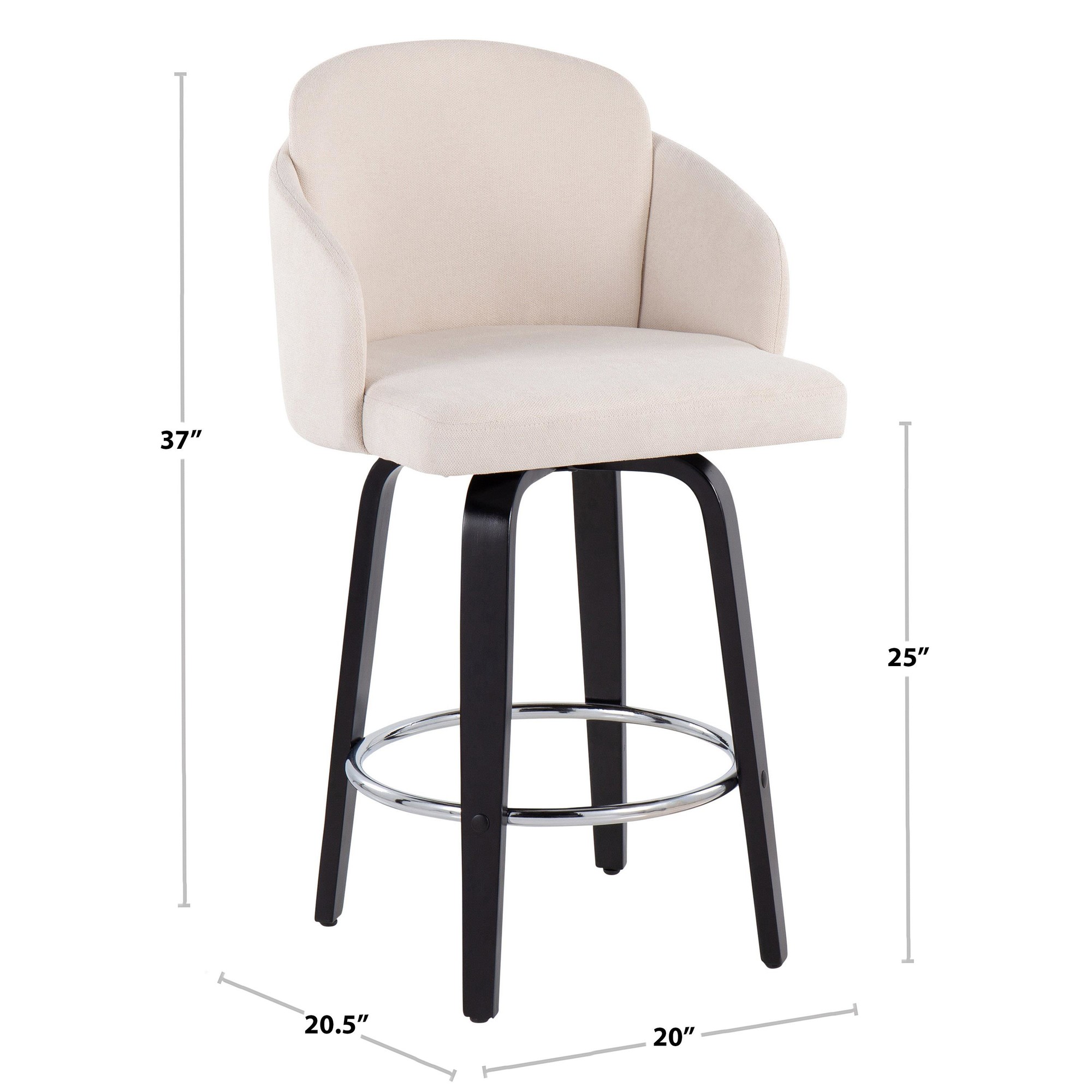 Dahlia Black Contemporary Faux Leather Counter Stools (Set of 2) 9 Dahlia Black Contemporary Faux Leather Counter Stools (Set of 2) - Image 9