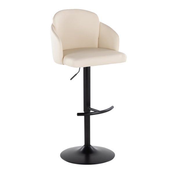Dahlia Black Metal Cream Faux Leather Contemporary Barstools Set of 2 3