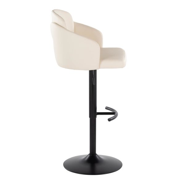 Dahlia Black Metal Cream Faux Leather Contemporary Barstools Set of 2 4