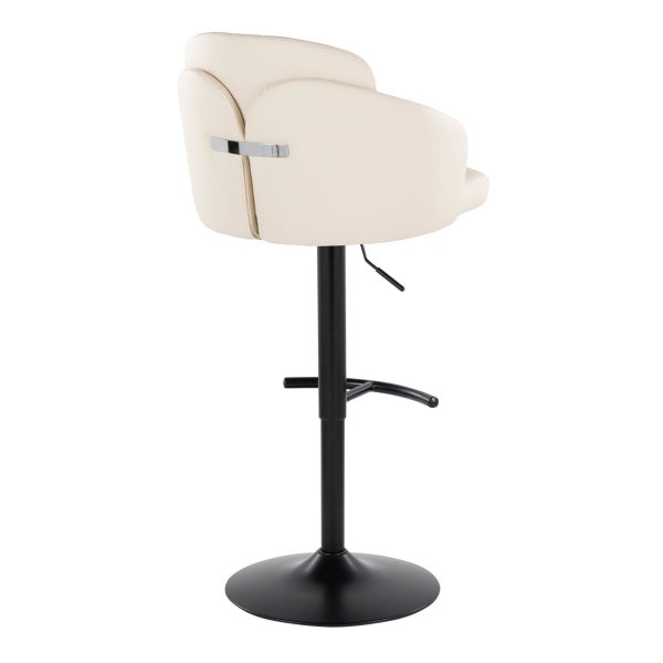 Dahlia Black Metal Cream Faux Leather Contemporary Barstools Set of 2 5