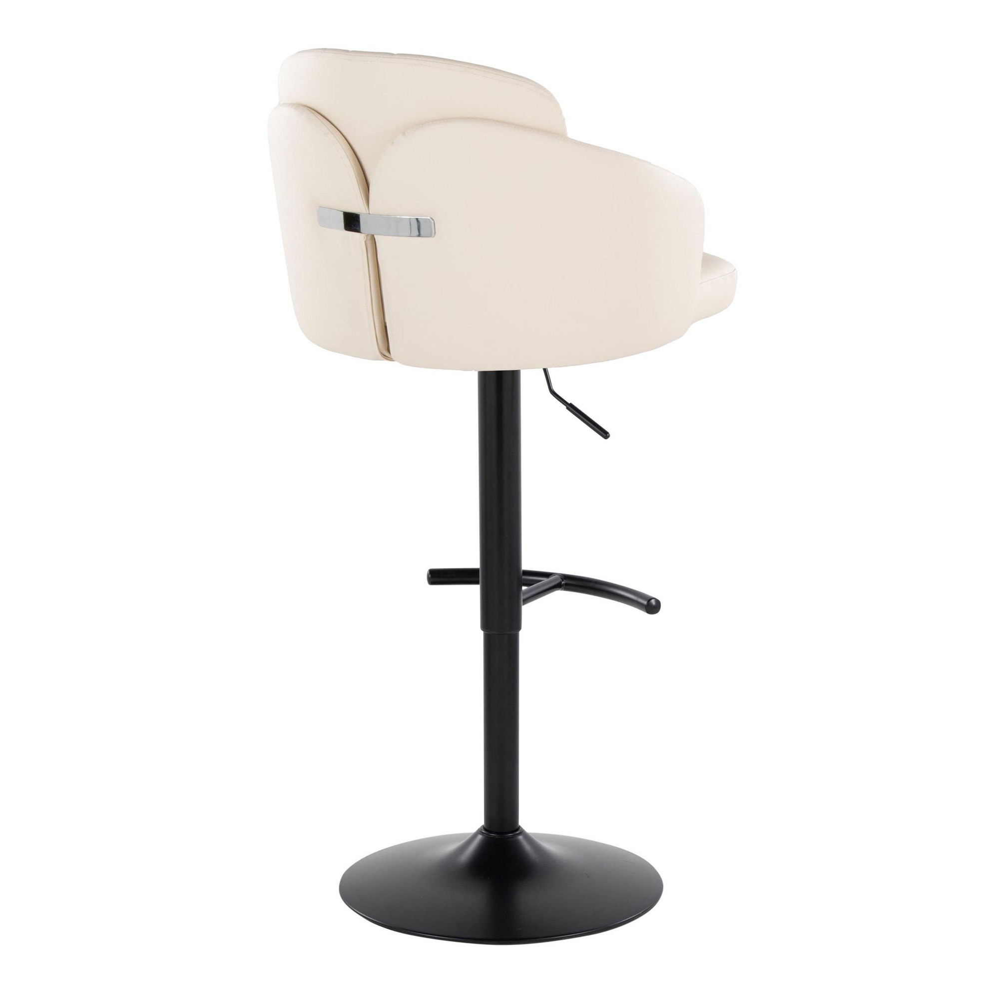 Dahlia Black Metal Cream Faux Leather Contemporary Barstools (Set of 2) 6 Dahlia Black Metal Cream Faux Leather Contemporary Barstools (Set of 2) - Image 6