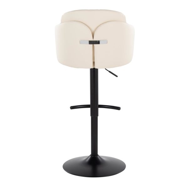 Dahlia Black Metal Cream Faux Leather Contemporary Barstools Set of 2 6