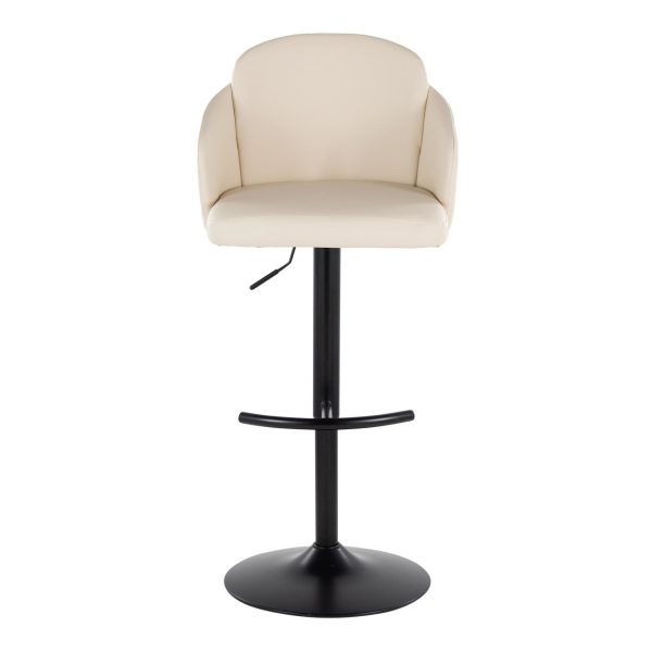 Dahlia Black Metal Cream Faux Leather Contemporary Barstools Set of 2 7